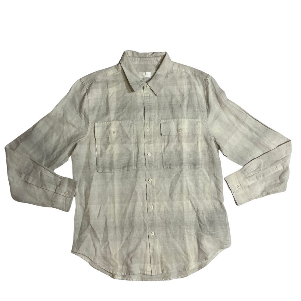 7 For All Mankind Mens Linen Shirt Large Long Sleeve Pockets Button Up